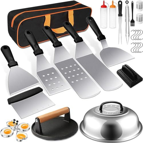 Grillbesteck Set, 29Pcs Grillspachtel Set Grillzubehör Edelstahl Grillzubehör Schwerlast Grillspachtel Grillset für Camping Zubehör für Hinterhof Grillutensilien Geschenk Set Geschenke Männer