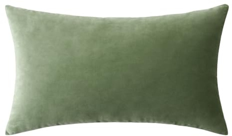 MIULEE Velvet Pillow Cover Soft Luxury Decorative Throw Pillow Cover Single Rectangle Cushion Case for Spring Couch Sofa Bedroom Car Decor,12x20 Inch Sage Green