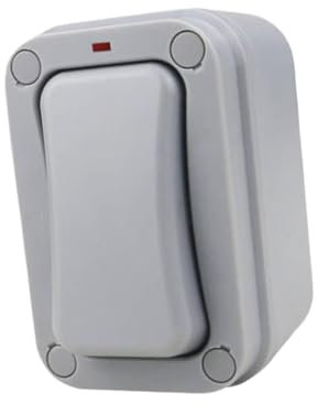 F Fityle Interruttore a pulsante impermeabile da parete Pulsante IP66 Apriporta garage impermeabile con indicatore luminoso ripristinabile per esterno, stile a