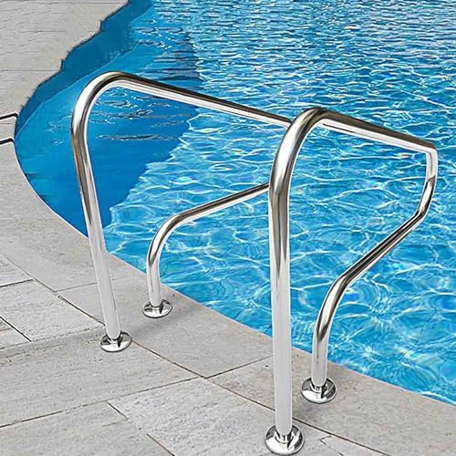 2-teiliger Schwimmbad-Handlauf, Edelstahl-Pool-Treppenhandlauf Mit 3 Biegungen For Eingelassene Pools Mit Schnell Zu Installierender Stützplatte Und Poolgeländer Mit Perfektem Griff (Size : 2pcs-1.2