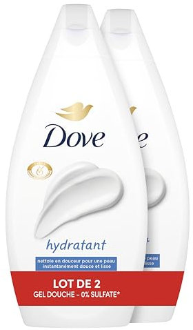 DOVE - Gel Douche - Essentiel Hydratant - Nettoie en douceur et adoucit la peau - Testé dermatologiquement - 0% Sulfate (lot promo de 2x 450ml)