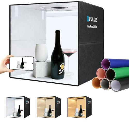 PULUZ Photo Studio Light Box 50cm/20×20 Portable Foldable Photography Tent Kit with 200 LED Lights Photo Booth 12 Colour Background for Product Photography