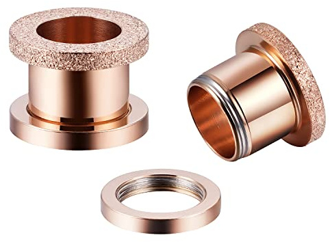 Huacan Tunnel Set 6mm 8mm 10mm 12mm 14mm 16mm Ohr Tunnels Plug Edelstahl Schwarz Silber Rose mit Matte Texturoberfläche Double Flared Klassisch Expander für Damen Herren 2 Stück