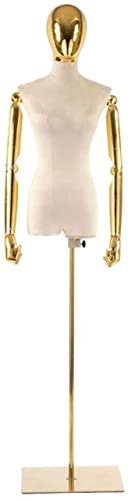 asdchZen Weibliche Schneiderpuppe Weibliche Schneiderbüste Schaufensterpuppe Goldener Jersey Goldener Stativständer Aus Polyethylen (Goldene Quadratische Platte)