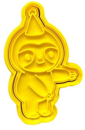 The Cookie Cutter Hub Birthday Sloth Cookie Cutter Embosser/Stamp for Cupcakes Fondant Icing Clay Cake Baking Decoration