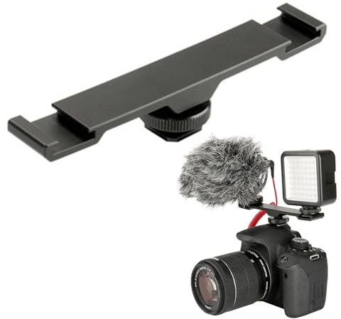 Hezhou Caméra Double Adaptateur Griffe Flash Extension Double Support de Montage pour Griffe Froide Montage Sabot avec Filetage 1/4 pour Lumière Led Trépied Light Microphone Monopode (M)