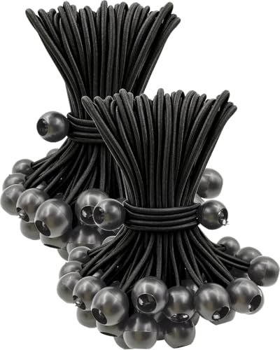 BINCKIN Spanngummis mit Kugel 15 cm, 100 Stück Gummispanner mit Kugel, Planenspanner mit Kugel Kurz, Zelt Spanngummi für Planen, Netze, Banner, Camping, Schwarz | Strapazierfähig für den Außenbereich, zum Festbinden von Planen, Campingzelten