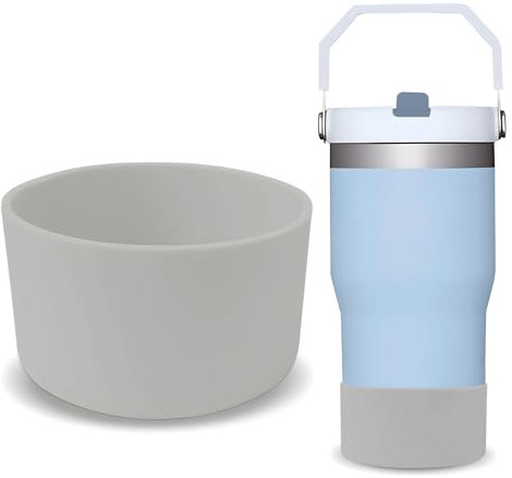 GJV Protector de silicona mejorado para vaso Stanley Quencher Adventure de 40 onzas, 30 onzas, 20 onzas, 30 onzas, 30 onzas, accesorios de funda inferior para botella de agua (gris claro, diámetro