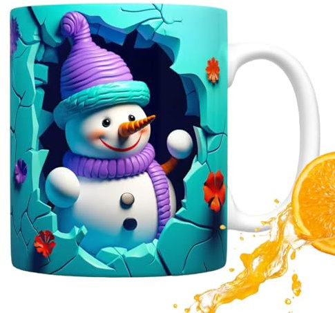 Zuasdvnk Weihnachtstassen | Einzigartiges Schneemann-Design Weihnachten Trinkbecher Keramik für Bier, Tee, Kaffee, Milch