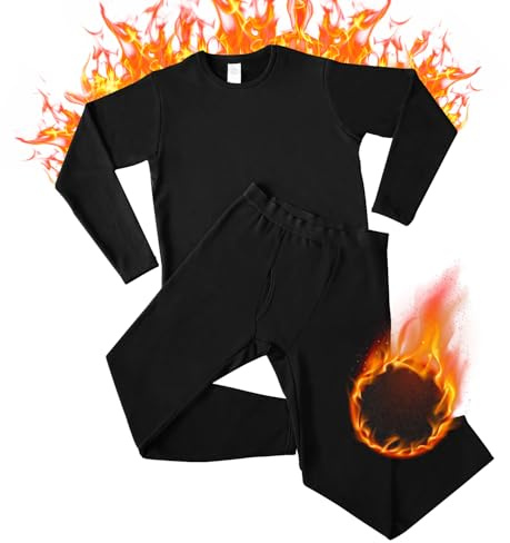 North Bund Ensemble de sous-vêtements thermiques pour homme - Intérieur en polaire - Sous-vêtements thermiques - Pantalon thermique - Sous-vêtements fonctionnels d'hiver - 210 g/m², noir clair, L