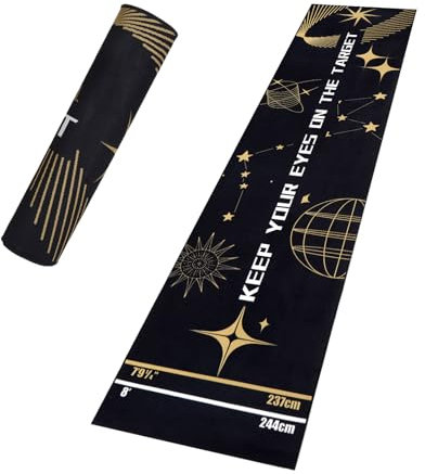 Yirinatek Professional Darts Mat with Oche Line System & Throw Lines – Premium Dart Mat for Floor Steeldart & Soft Darts | 260x60 cm | with Throwing Line | Ideal as a Gift
