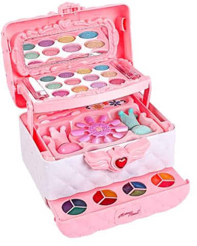Kinderschminke Set Schminkkoffer Mädchen, Schminkkoffer Mädchen Spielzeug, Waschbar Schminke Kinder Makeup Set, Make Up Set Kinder Schminke Halloween Weihnachts Geburtstags Geschenke