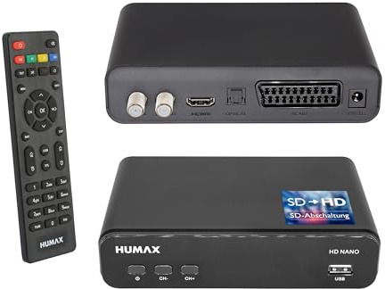 HUMAX HD Nano Digitaler SAT Receiver für Fernseher Mit Single Tuner, USB-Anschluss und 12V-Netzteil - Ideal für Camping