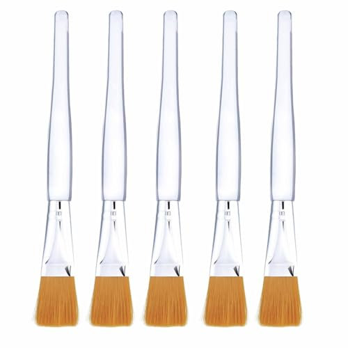 Facial Mask Brush Makeup Brushes Cosmetic Tools with Clear Plastic Handle, 5 Pack (golden)