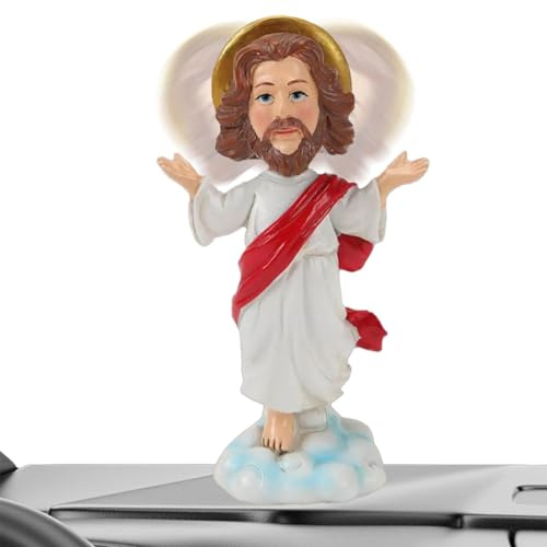 Nankoyal Jesus Bobblehead, Dashboard Jesus Bobblehead,Sammlerbobblehead Religiöses Statue -Dashboard - Exquisite symbolische Dekorationsfiguren für Wohnzimmer, Studienraum