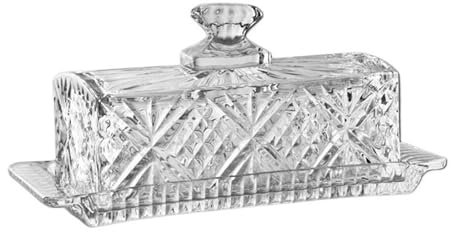 GEK208130 Boite a Beurre Beurrier de Couleur Transparente, Plat à Beurre en Verre, bac à légumes rectangulaire avec Couvercle, récipient à Beurre, Assiette à Dessert Comptoir