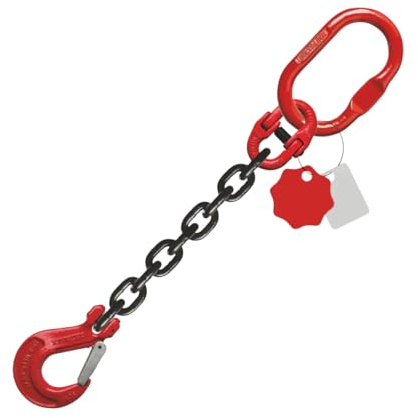 1-Strang 6mm Kettengehänge Anschlagkette Krankette EN 818-4 schwarz GK8 hochfest und geprüft Tragfähigkeit:1,12t Beschlagteile nach EN 1677-2 (5m mit Verkürzungshaken)