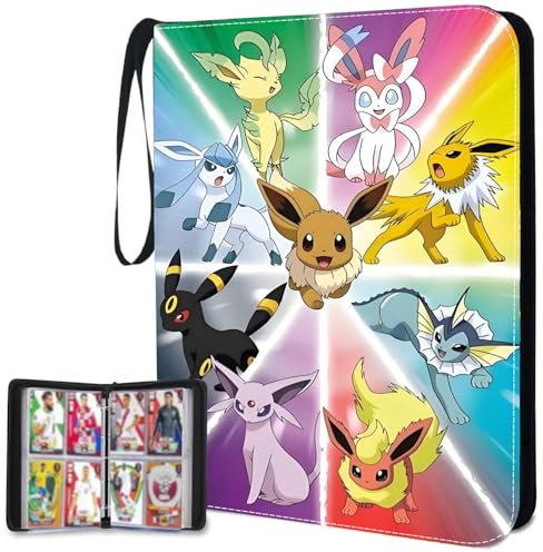 Trading Card Binder 400 Pockets, 4 Pocket Premium Card Album Folder with 50 Double-Sided Removable Sleeves, Zipper Carrying Card Holder Display Storage Case for Boys Girls Birthday Gifts