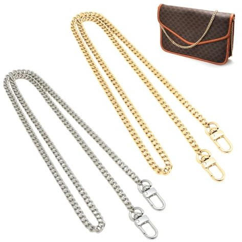 2 Stück Taschenkette, Kette Trageriemen, Metall Schulterriemen, Kette für Tasche aus Metall, Ersatzriemen für Kette für Tasche 100 cm