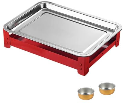 Montesy Contenitore per scaldavivande in acciaio inox per grigliate all'aperto, feste, candele, piatti di carne riscaldati, con design staccabile