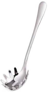 Forchetta per spaghetti con manico lungo, multifunzione in acciaio inox, con scanalature, mestolo per schiumarola