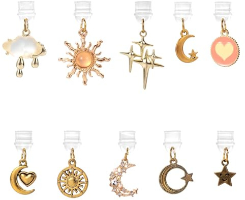 10 Pièces Charm Bouchon Anti-Poussière pour Kindle, Motif Étoile Lune Pendjolis Protecteurs de Ports pour Liseuses Livres Femmes Enseignantes & Étudiantes
