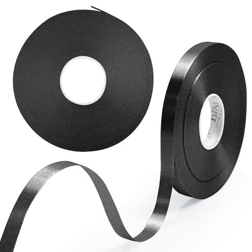 2Stück Geschenkband Schwarz 8mm x 50M Band, Black Ribbon für Ballons Geschenkverpackung Luftballons Haare Valentin Geschenke Blumensträuße Hochzeit Kuchen Deco
