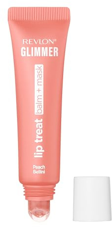 Revlon Glimmer Lip Treat Balm 003 Peach Bellini 12 ml | Baume Lèvres et Masque de Nuit Hydratant 2-en-1, Soin pour les Lèvres au Fini Brillant avec du Squalane et des Peptides