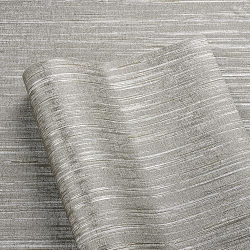 LaCheery Gris Papel Pintado Textura Lino 60cm x 400cm Papel Pintado Autoadhesivo con Textura Impermeable Vinilo Adhesivo Muebles Gris Mate Texturizado Revestimiento Adhesivo DIY para Baño Dormitorio