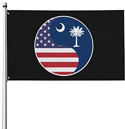 Bandiere Da Giardino Ying And Yang Combination Of America And South Carolina Bandiera Da Cortile Premium Banner Giardino Durevole Outdoor Bandiera Per Prato Sport Fattoria 90X150 CM