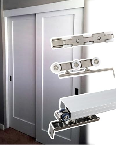 Laufschienen Für Schiebetüren Doppelschienen-Schiebetürsystem für Kleiderschränke, Verdeckte Schranktürführung 61 76 123 142 203 cm, Ersatzschiene für Terrassen(556cm/218.8inch/18.2ft)