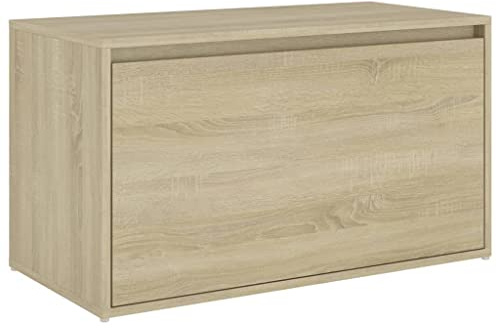 Tomostar Banc de Rangement, Coffre de Rangement Bout de Lit Banc à Chaussures 80x40x45 cm Chêne Sonoma Bois d'ingénierie