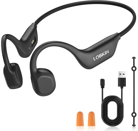 LOBKIN Knochenschall Kopfhörer,Open Ear Kopfhörer Kabellos Bluetooth 6.0,Bone Conduction Headphones IP67 wasserdichte,Dual-Geräte-Verbindung mit Mikrofon,Sportkopfhörer Für Radfahren, Laufen
