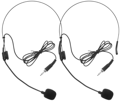 GRIRIW Microfono a Archetto Portatile in Ferro Nichelato 2 Jack 3,5mm per Amplificazione Vocale Chiara per Presentazioni e Speaking