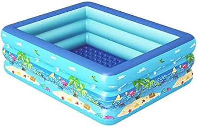 Piscina Gonfiabile Per Nuoto Per Famiglie Piscina Gonfiabile A 3 Anelli Piscine Per Centro Nuoto Per Adulti Giardino Da Cortile Piscina Rettangolare Per Bambini Piscina Da Giardino (210 * 139 * 55 cm)