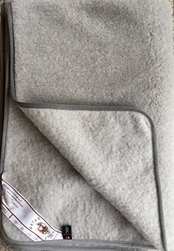 Alpenwolle Wolldecke Silber, Tagesdecke, Überwurfdecke, Sofadecke, Campingdecke, Wolle (140x200)