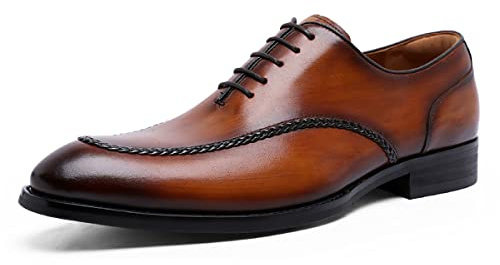 DESAI Chaussures de Ville à Lacets Derby pour Hommes, Marron, 38 EU