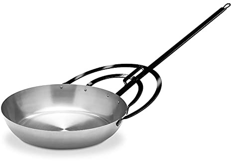 Vaello La Valenciana miguera Pfanne mit langem Griff, 40 cm, Stahl, Silber, 30 x 40 x 30 cm