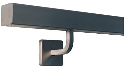 TIBU Edestahl Handlauf quadratisch 0,3m - 6m Wandhandlauf Treppenhandlauf Innen und Außen, Länge 110 cm mit 2 Halter