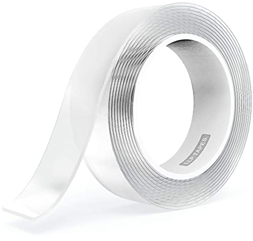 LLPT 10M Doppelseitiges Nano Klebeband 2,5cm x 10m Extra Stark Transparent | Spurlos Waschbares Hochleistungs-Gel-Klebeband für den Heimbüro-Laden Dekokartenposter Fotowand