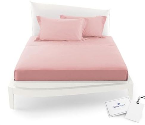 Bossi Completo lenzuolo MATRIMONIALE TINTA UNITA 005 ROSA + Tavoletta Profumo per armadi by Biancocasa