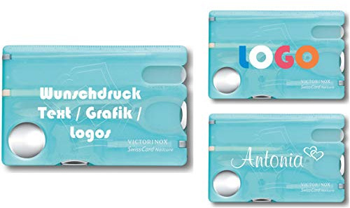 Victorinox Swiss Card Nailcard mit Wunschdruck I Geschenk für Frauen I Geschenke zum Geburtstag I Schweizer Taschenmesser personalisiert 13 Funktionen