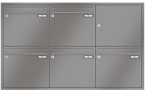 RENZ/Eckrahmen / 5er Unterputz-Briefkastenanlage Einbau-Briefkasten/RAL-Farbe 9007 Volumen 1/Dein-Briefkasten.de