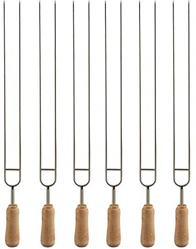 HNGM Brochetas Barbacoa 6 unids Acero en Forma de U Barbacoa Barbacoa Basquismo Blanco Aguja Barbacoa Pinchos Pinchos Metal Paño Doble Puertas Herramientas BBQ