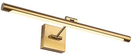 Joosenhouse LED Picture Light Fixtures Dimmable 24.4 Inches, Full Metal Artwork Display Lamp with Single Swing Arm, 14W (70W Eqv), Hardwired Connection, 3000K Warm White, Golden-Like Brass Finish