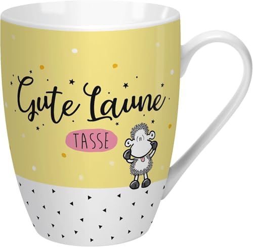 Sheepworld Tasse mit Spruch Gute Laune | Kaffeetasse, Porzellan, 30 cl | Sheepworld Lieblingstasse, Geschenk | 59613