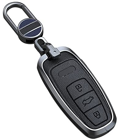 ontto Leather Key Fob Cover Key Case Full Protection Fit for Audi, Brown, Type B(keyless entry)-Brown