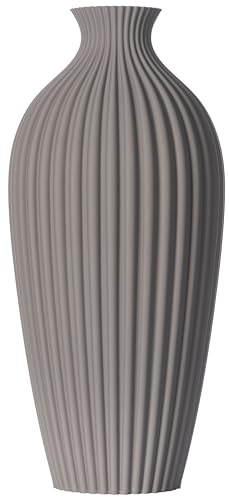 3D Vase Dekovase Saskia XL 38cm Bodenvase Hellgrau Vase Pampasgras Trockenblumen