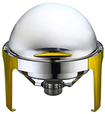 Samnuerly Chafing Food Warmer Chafing Dish Buffet Set Round Roll Top Food Warmer Chafer with Food Pan Water Pan Fuel Holder 6L Bequem und Praktisch (Color : Gold, Size : 47.7x46.8x44.8cm)