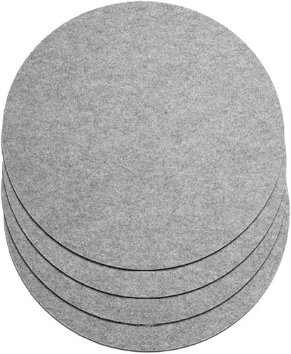 4-Teiliges Set aus Filz Tischuntersetzer Platzset Tischläufer, Platzdeckchen abwaschbar Filzmatte (Rund - Modell 1, Grau)